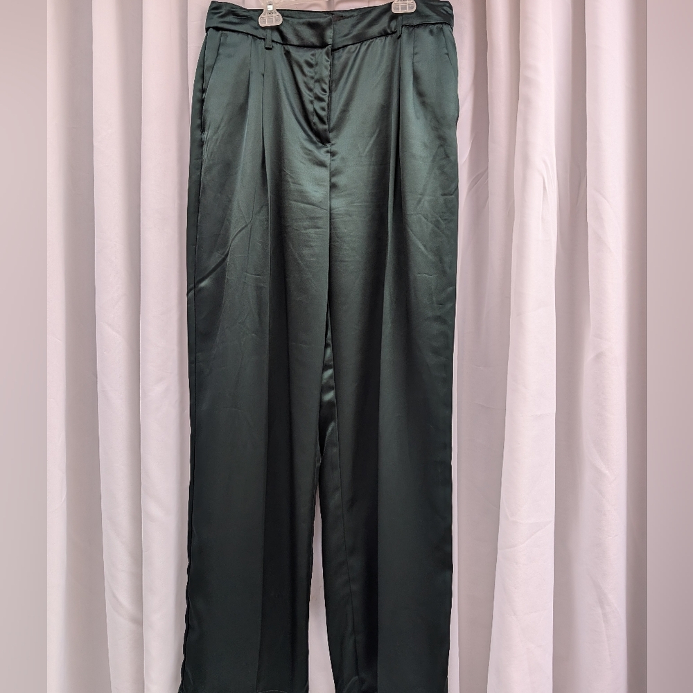 House Of Harlow Green Satin Pants
